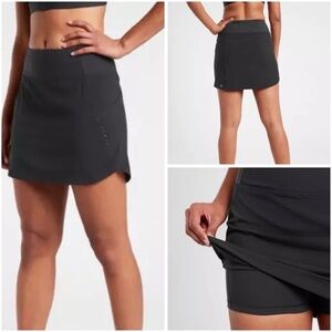 Athleta Women Run With It 14" High Rise Skort Black Running Skirt Tennis Size L